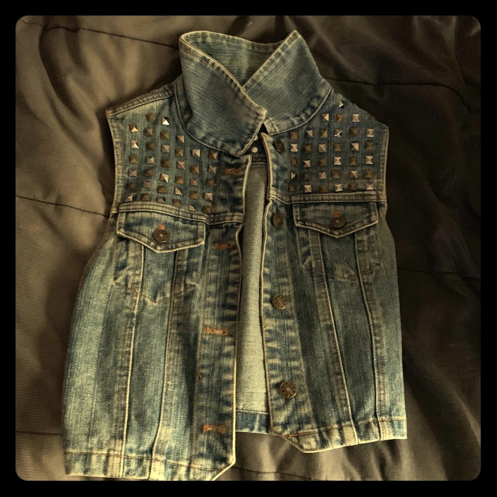 Studded blue jean vest